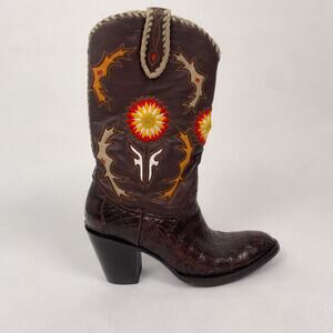 Frye Jenifer Estess Limited Edition Caiman Alligator Cowboy Boots Brown 8